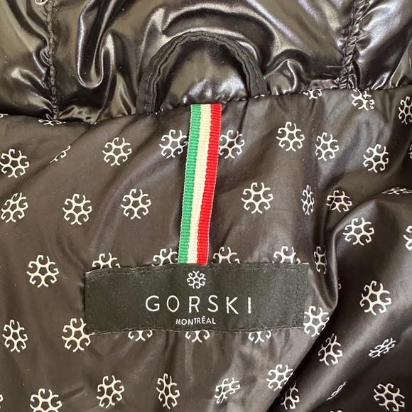 GORSKI Shiny Black Puffer Coat with Fur Trim - Picture 14 of 15